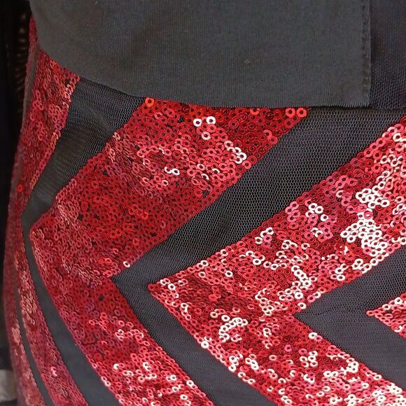 Red Dot Boutique Mesh Sequins Black and Red Sequin Dress. Cocktail. Whimsigoth. - Picture 6 of 14